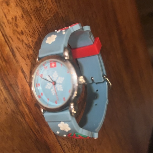 Swiss Army light blue red white kids wrist watch from Switzerland snowflakes🇨🇭 - Picture 6 of 8